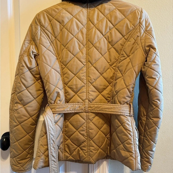 Tommy Hilfiger Brown Belted Jacket Faux Fur Collar Belt Pocket Button Down Sz Sm - Picture 5 of 8